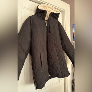 Kenneth Cole Winter Coat - black, quilted, Sherpa lined full zip NWOT